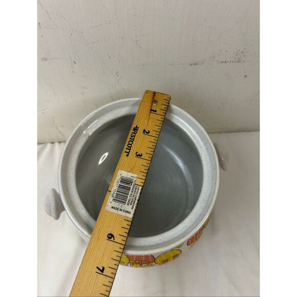 Mushroom Butterflies Dish Oven Proof Stoneware pot 6" diameter - Picture 5 of 6